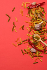 Colorful fusilli pasta