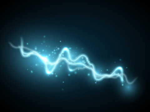 Blue abstract energy shock effect. Electric discharge. Vector illustration