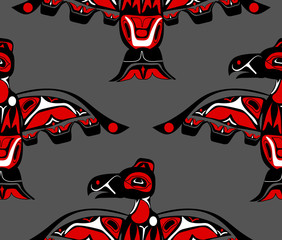 totem bird indigenous art stylization