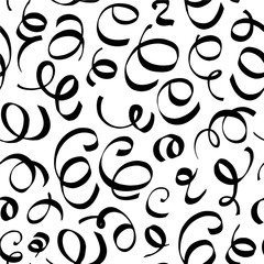 Seamless abstract brush strokes pattern. Hand drawn artistic ink curves.