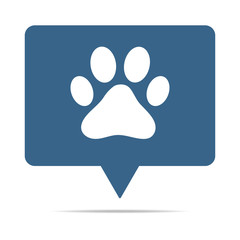 Blaue Sprechblase mit Pfote