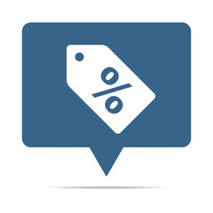 Blaue Sprechblase mit Preisschild - Angebot - Rabatt - Rabattaktion