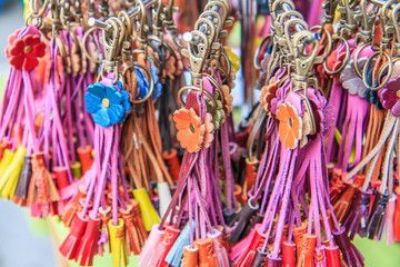 Leather key chain which is the unique style from the north of Thailand