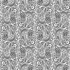 Seamless white pattern on black background
