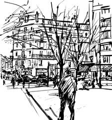 People walking in a street of Paris