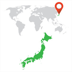 Detailed map of Japan and World map navigation set. Flat vector illustration.