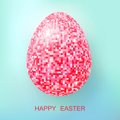 Happy Easter Eggs pink glitter on a blue