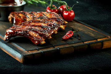 Rack of spicy barbecued chili spare ribs