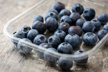 Blueberries and on wooden table
