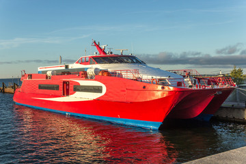 Red cool sea speedboat