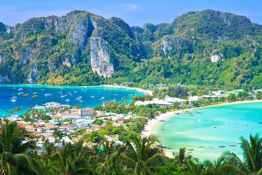 Top view of Phi-Phi island in Krabi province of Thailand