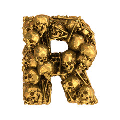 Gold skull and bones font. 

