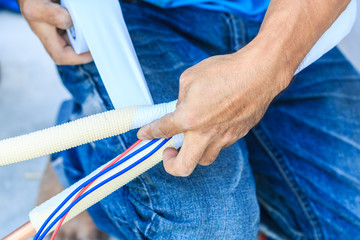 A part of preparing to install new air conditioner.