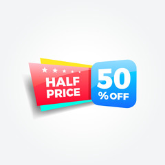 Half Price 50% Off Label