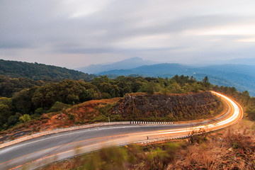 Empty asphalt road at sunrise chiang mai Thailand