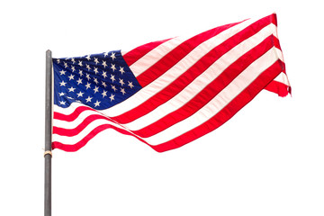 Obraz premium flag of American waving isolated on white background