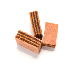 top view multi-layer sweet hawthorn blocks on a white background