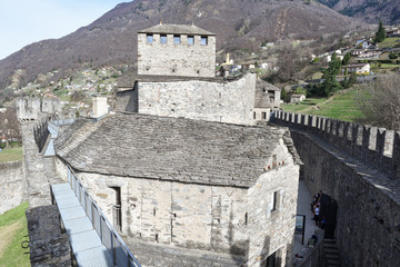 Montebello castle at Bellinzona on the Swiss alps
