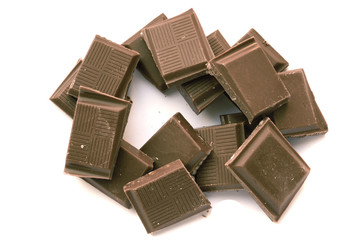 chocolate bars on white background