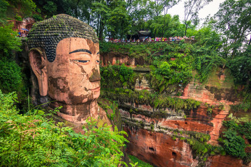 Leshan, China - August 09, 2014: Leshan Buddha park in Leshan, China