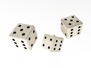 Casino dice  isolated on white, 3d rendering