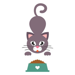 cartoon cat with a bowl vector