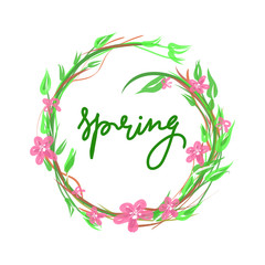 Spring Wreath.Raster Illustration.