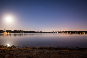 Moonlight Reflection over Lake during Long exposure picture 