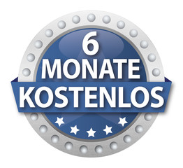 Button 6 Monate kostenlos, blau