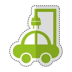 car with energy plug vector illustration design