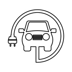 car with energy plug vector illustration design