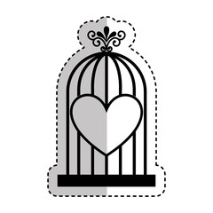 bird cage with heart isolated icon vector illustration design