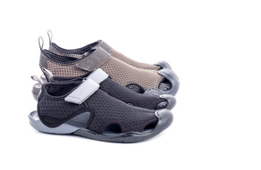 Mens and Womens Water Shoes Isolated on White