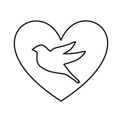 heart romantic with bird vector illustration design
