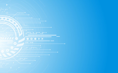 digital technology process interface abstract background with blue and white color shiny concept. vector illustration.