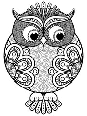 Big stylized ornate rounded owl