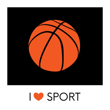 A basketball ball painted in a flat style. Vector illustration. Sport.