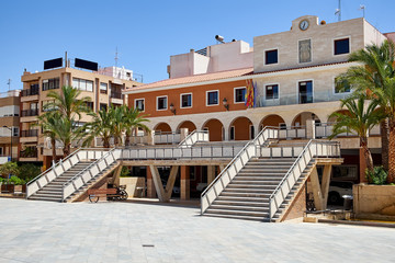 Fototapeta premium Views of the city Guardamar del Segura. Municipality. The town hall building. The mayor's office.