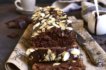 Chocolate banana cake with almond.