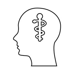 human profile with caduceus symbol vector illustration design