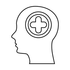 human profile with cross vector illustration design