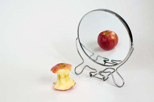 Eating Disorder, Anorexia, Bulimia, Binge Eating, Apple in Mirror