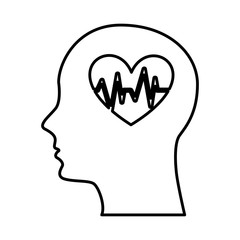 human profile with heart cardio vector illustration design