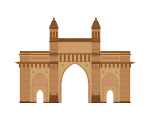 Fototapeta na wymiar Gate of India, Mumbai (Bombay). Isolated on white background vector illustration.