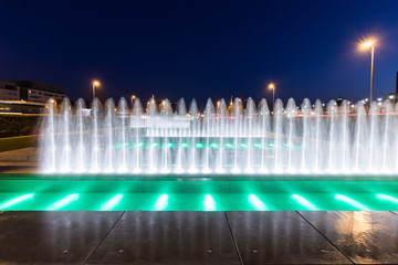 Zagreb fountains colored in green for st. Patrick's day
