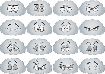 Emoji vectors clouds icons set