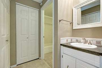 White and grey bathroom interior