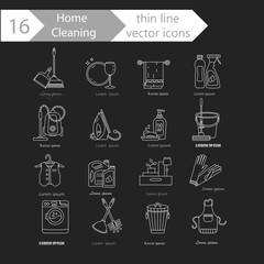 House cleaning thin line vector icon set.