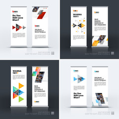 Abstract business vector set of modern roll Up Banner stand desi