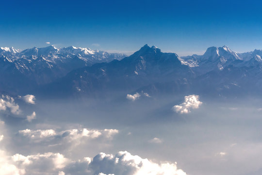 High angle view of the Himalayas northern Nepal.
